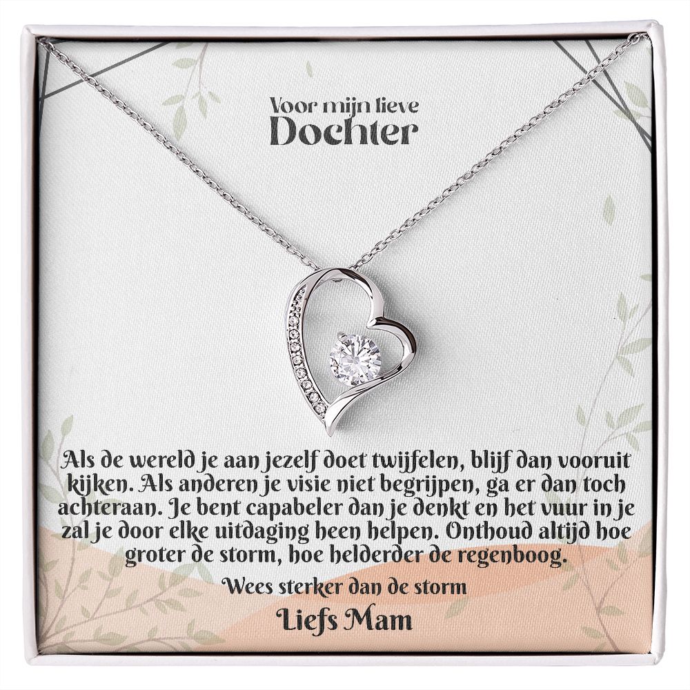 Voor mijn lieve Dochter | Liefs Mam | Wees Sterker Dan de Storm | Hart Ketting