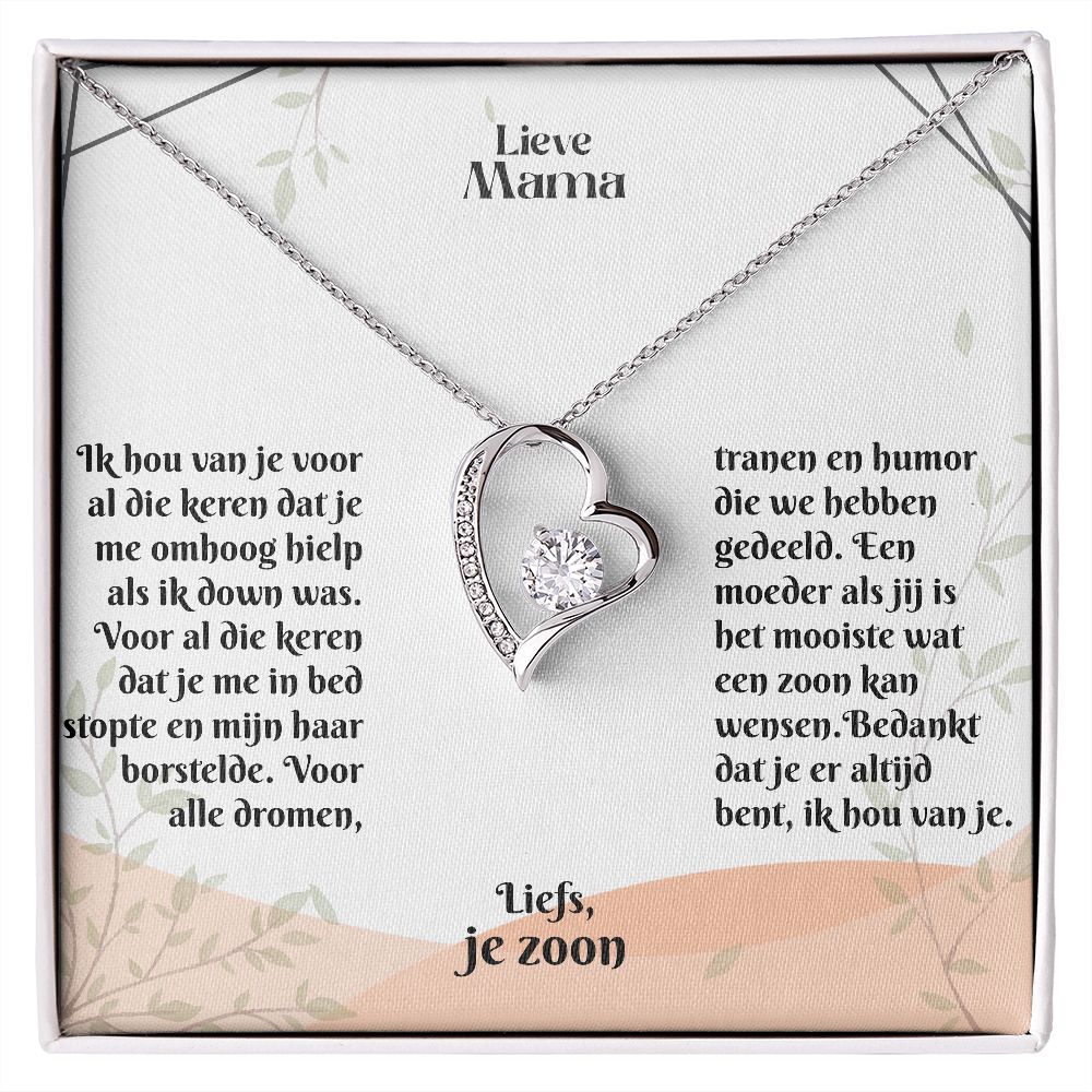 Lieve Mama | Ik hou van je | Liefs, je zoon | Hart Ketting