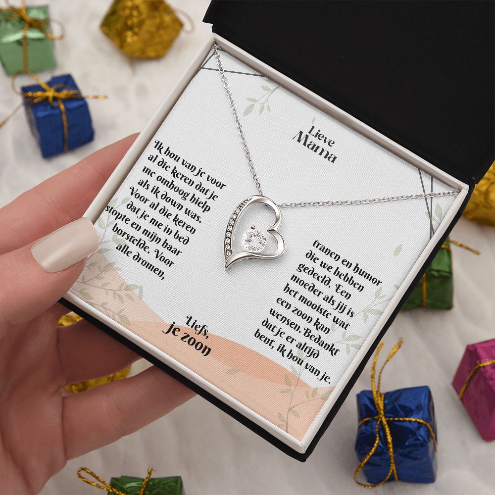 Lieve Mama | Ik hou van je | Liefs, je zoon | Hart Ketting