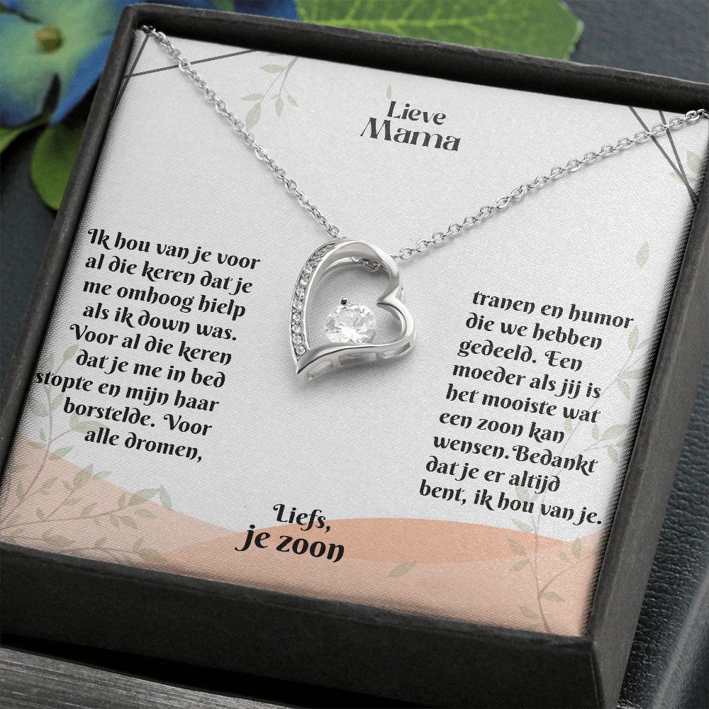 Lieve Mama | Ik hou van je | Liefs, je zoon | Hart Ketting