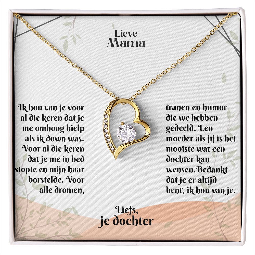 Lieve Mama | Ik hou van je | Liefs, je dochter | Hart Ketting