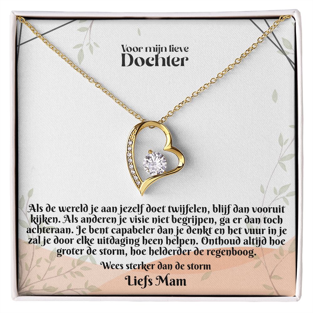 Voor mijn lieve Dochter | Liefs Mam | Wees Sterker Dan de Storm | Hart Ketting