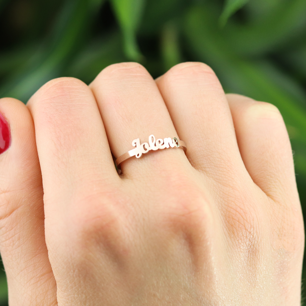 Luxe Custom Made Enkele Naam Ring