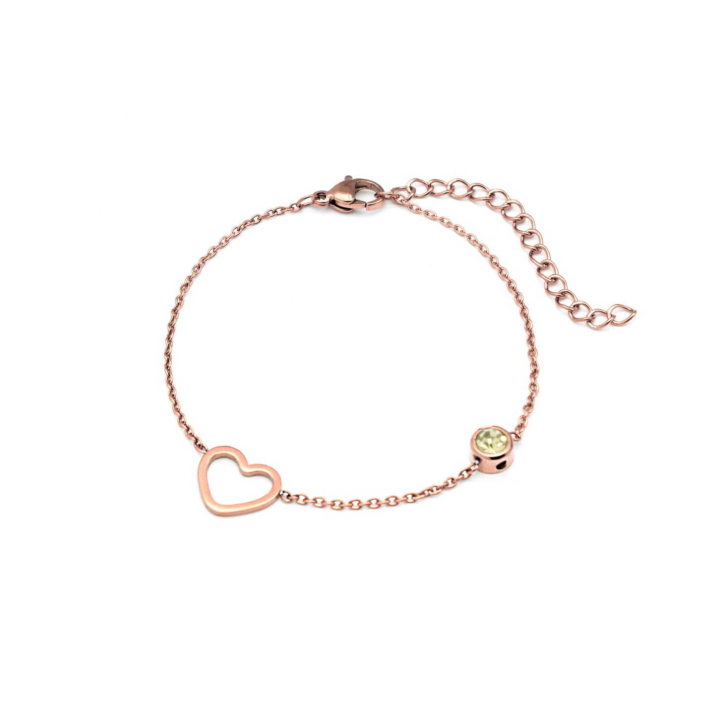 Elegant Heart Birthstone Bracelet