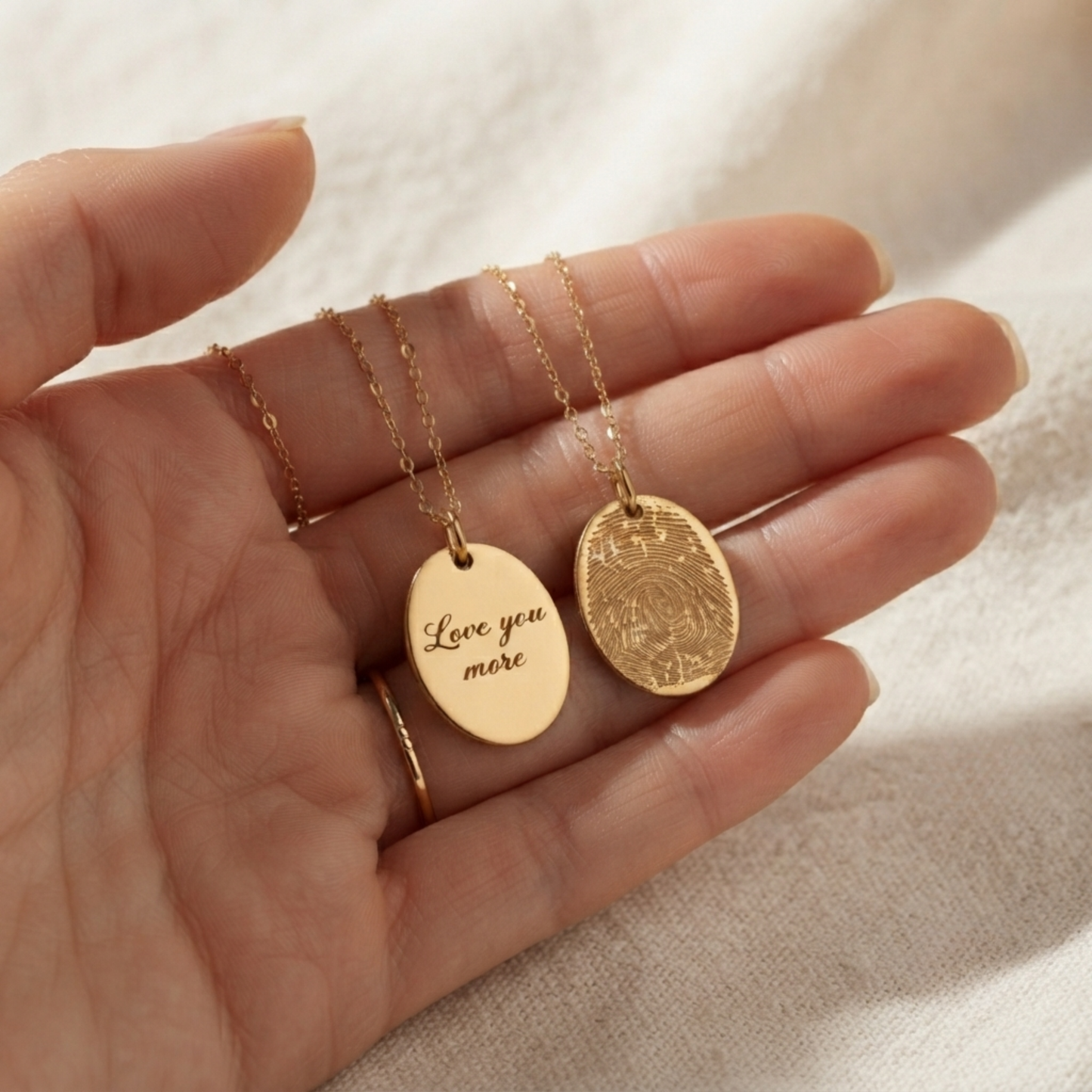 Gepersonaliseerde Gegraveerde Vingerafdruk Ketting