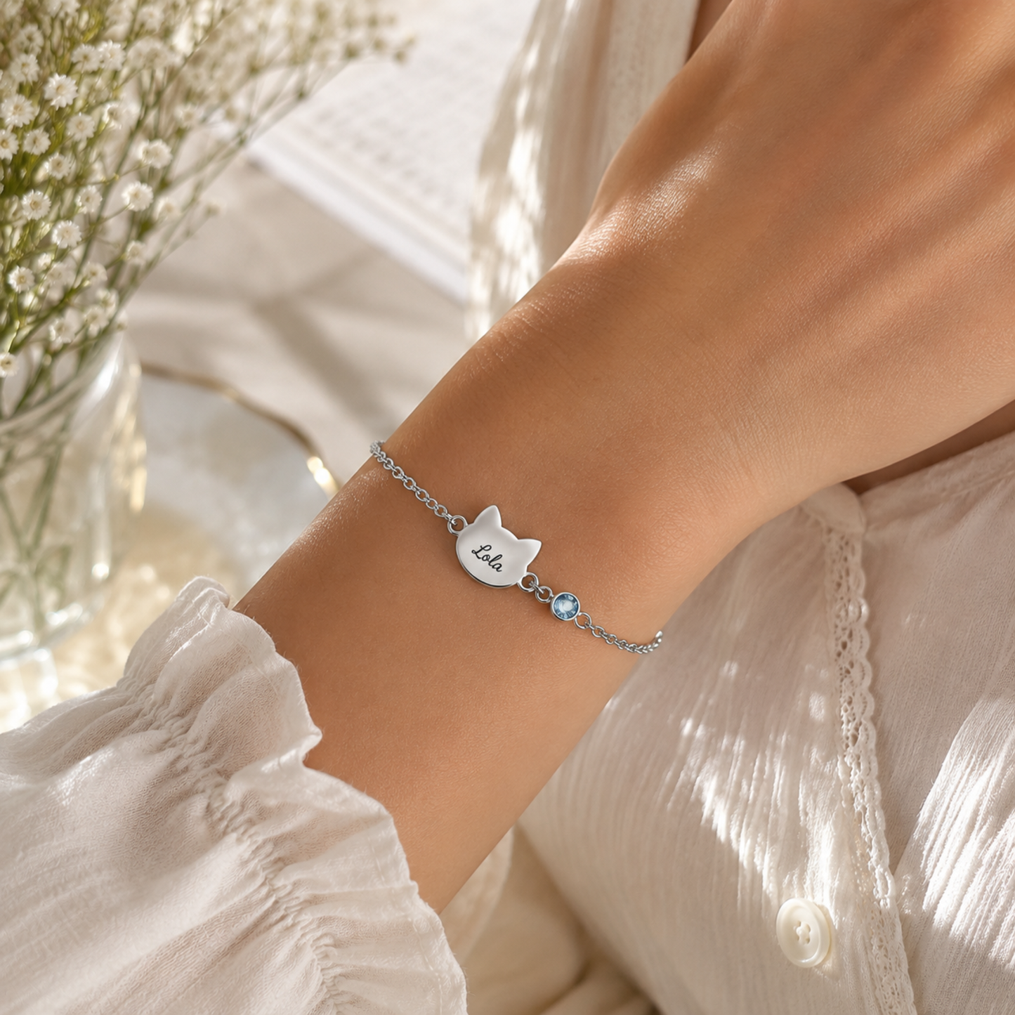 Gepersonaliseerde Katten Naam Armband