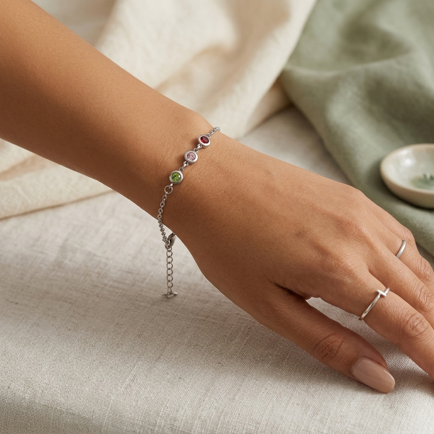 Gepersonaliseerde Multi Geboortesteen Armband