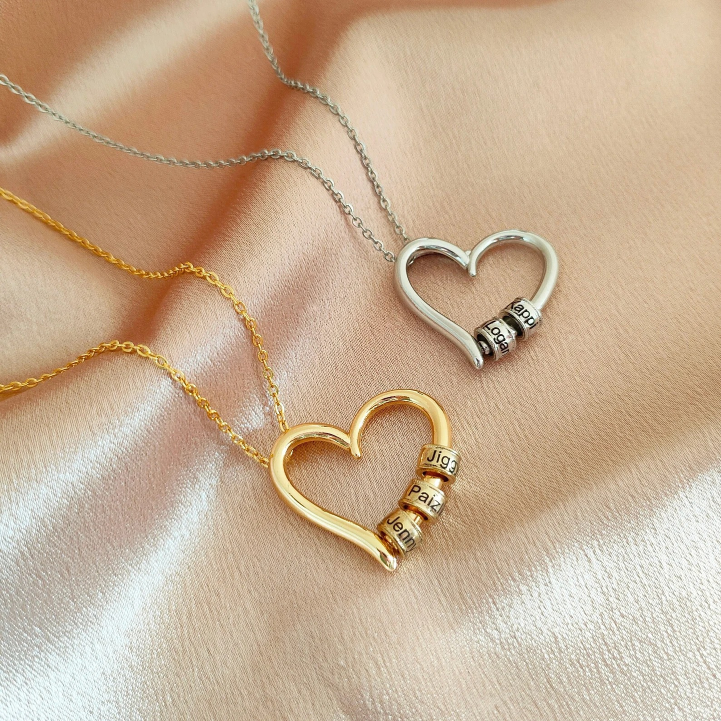 Gepersonaliseerde Hart Gegraveerde Kralen Ketting