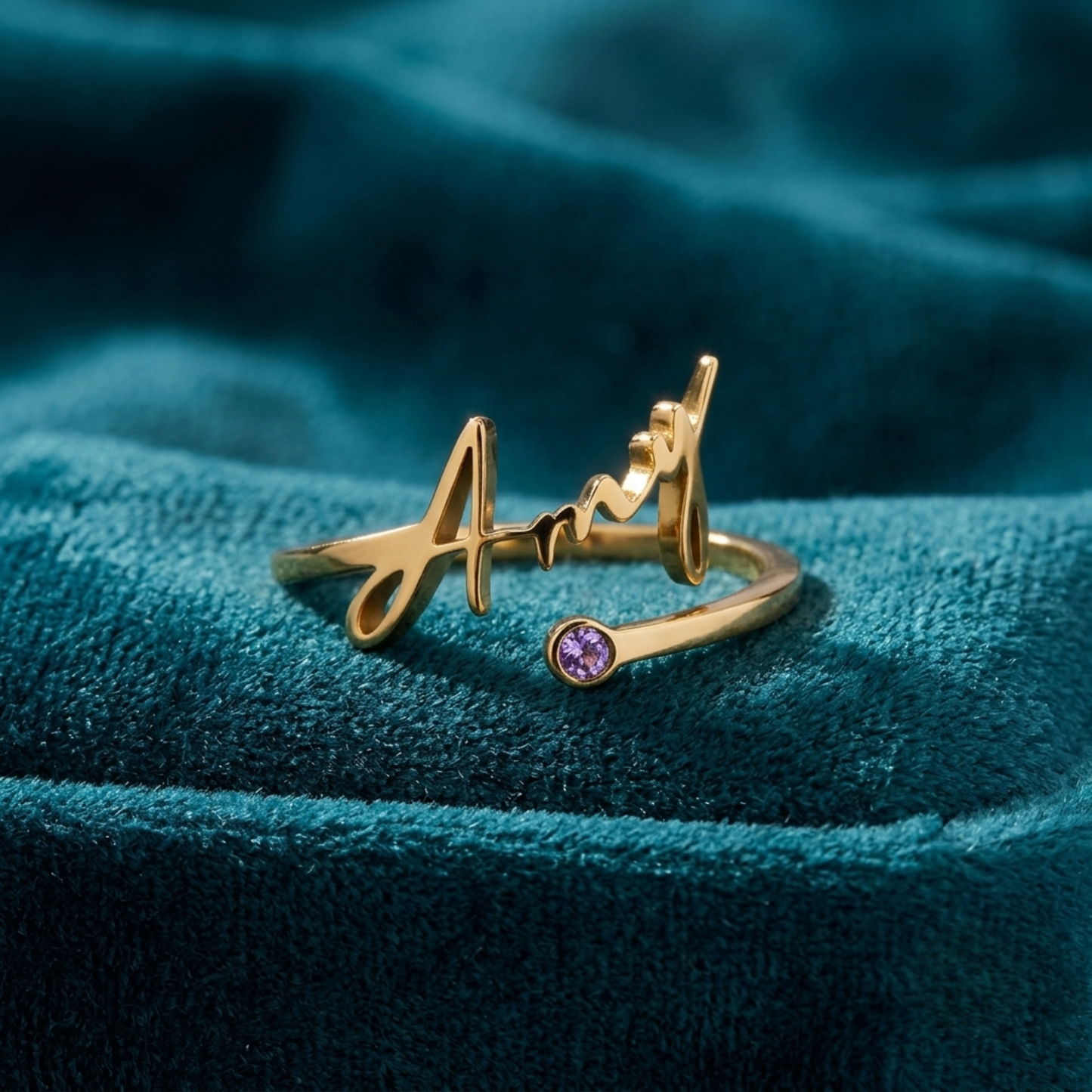 Gepersonaliseerde Geboortesteen Naam Ring
