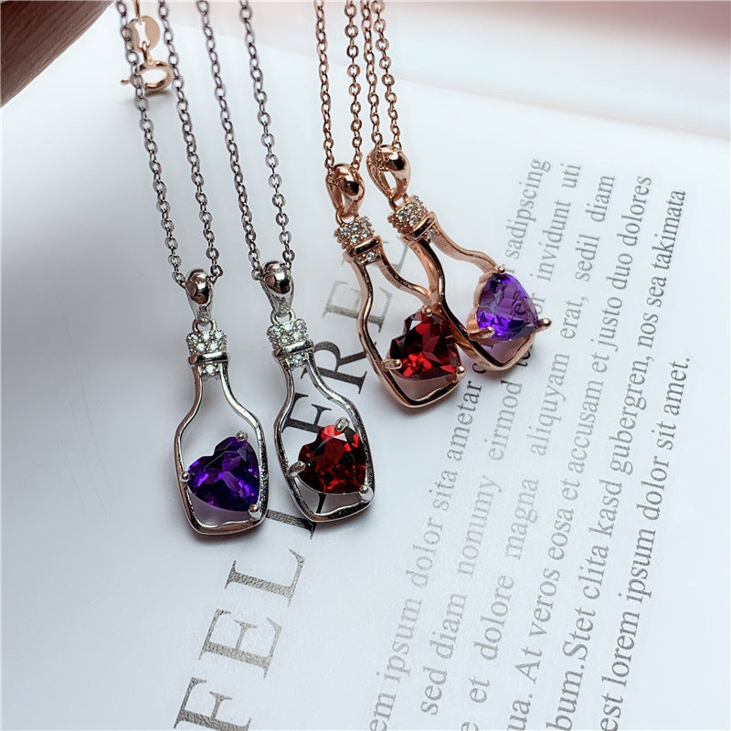 Heart in Bottle Birthstone Necklace