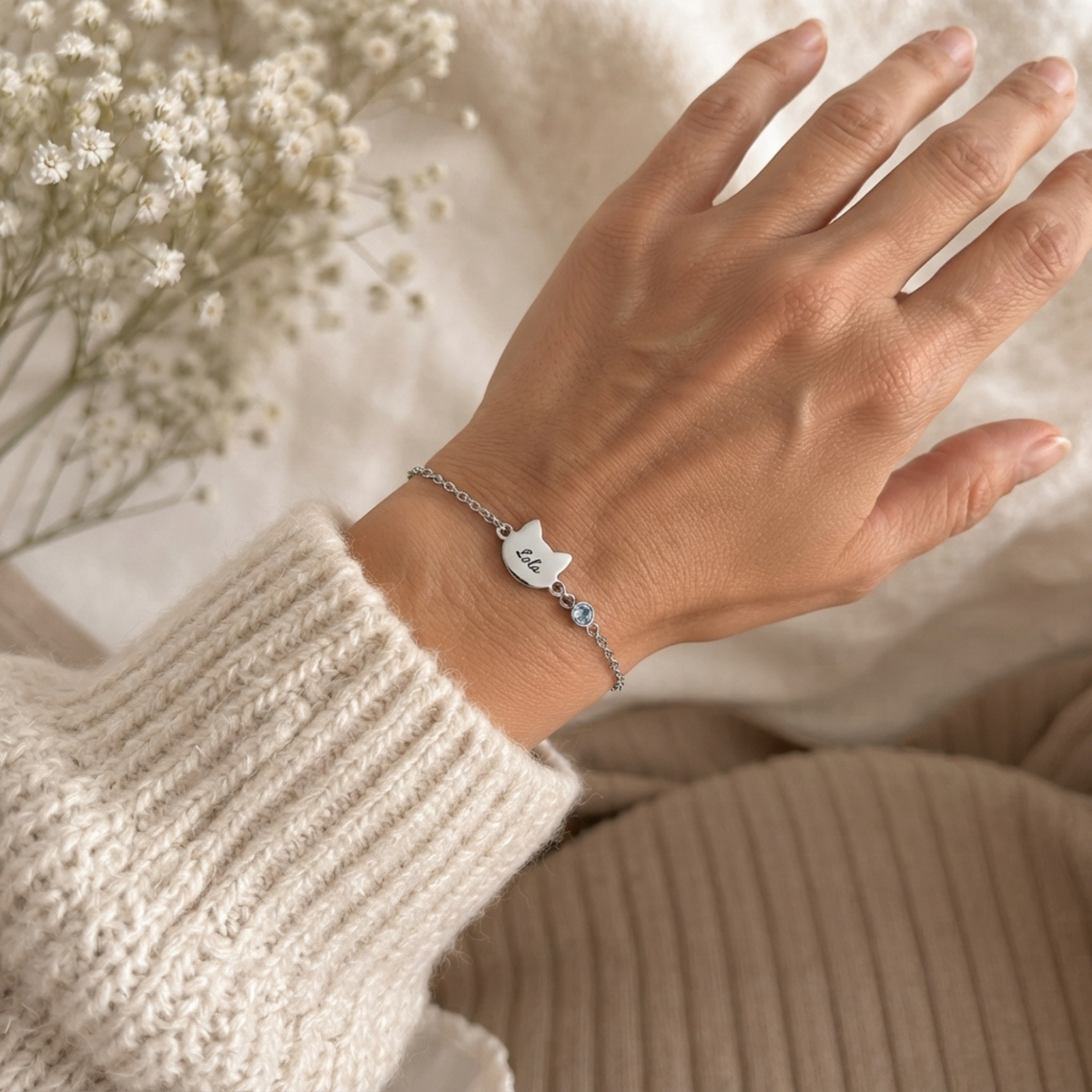 Gepersonaliseerde Katten Naam Armband