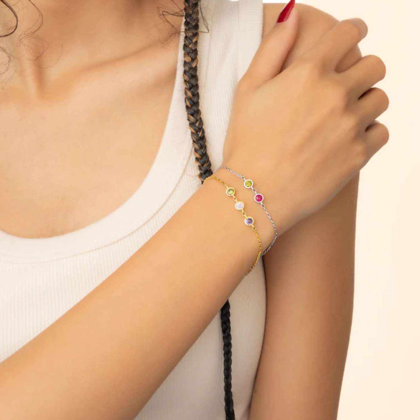 Gepersonaliseerde Multi Geboortesteen Armband