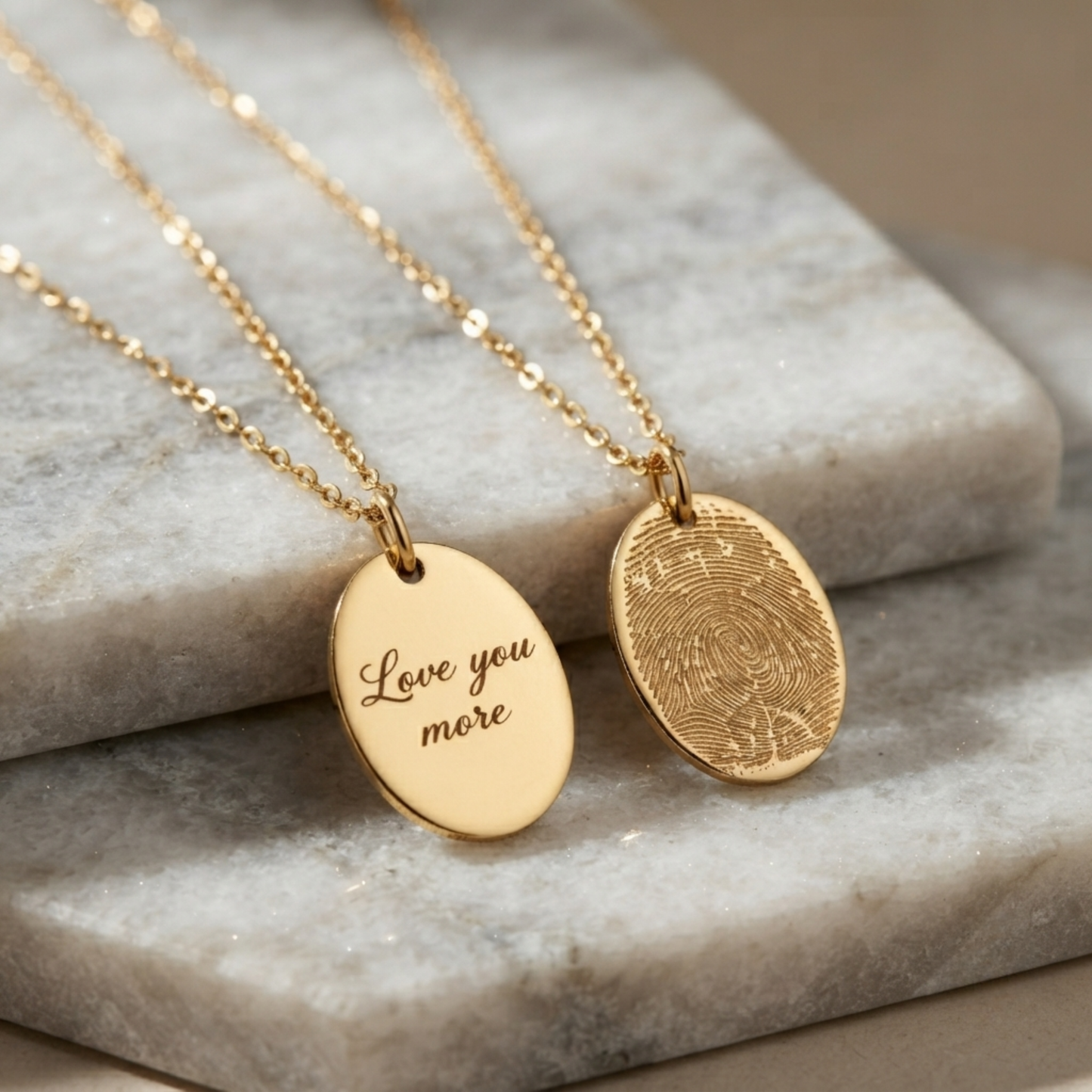 Gepersonaliseerde Gegraveerde Vingerafdruk Ketting