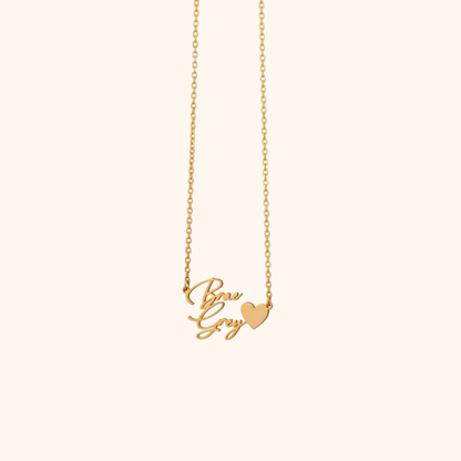 Gepersonaliseerde Twee Namen Hart Ketting