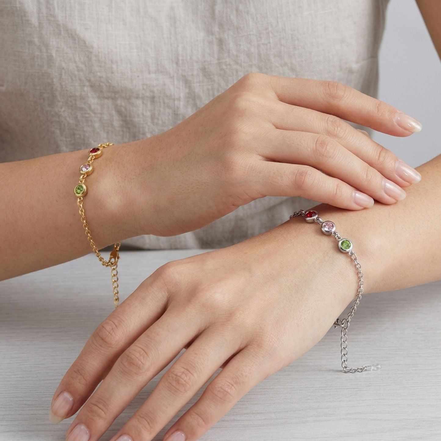 Gepersonaliseerde Multi Geboortesteen Armband