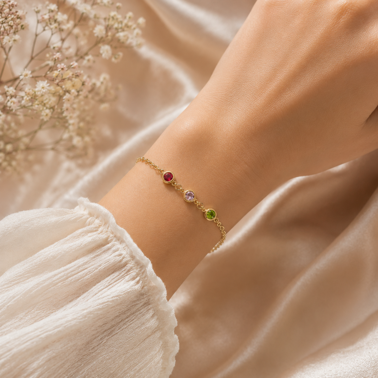 Gepersonaliseerde Multi Geboortesteen Armband