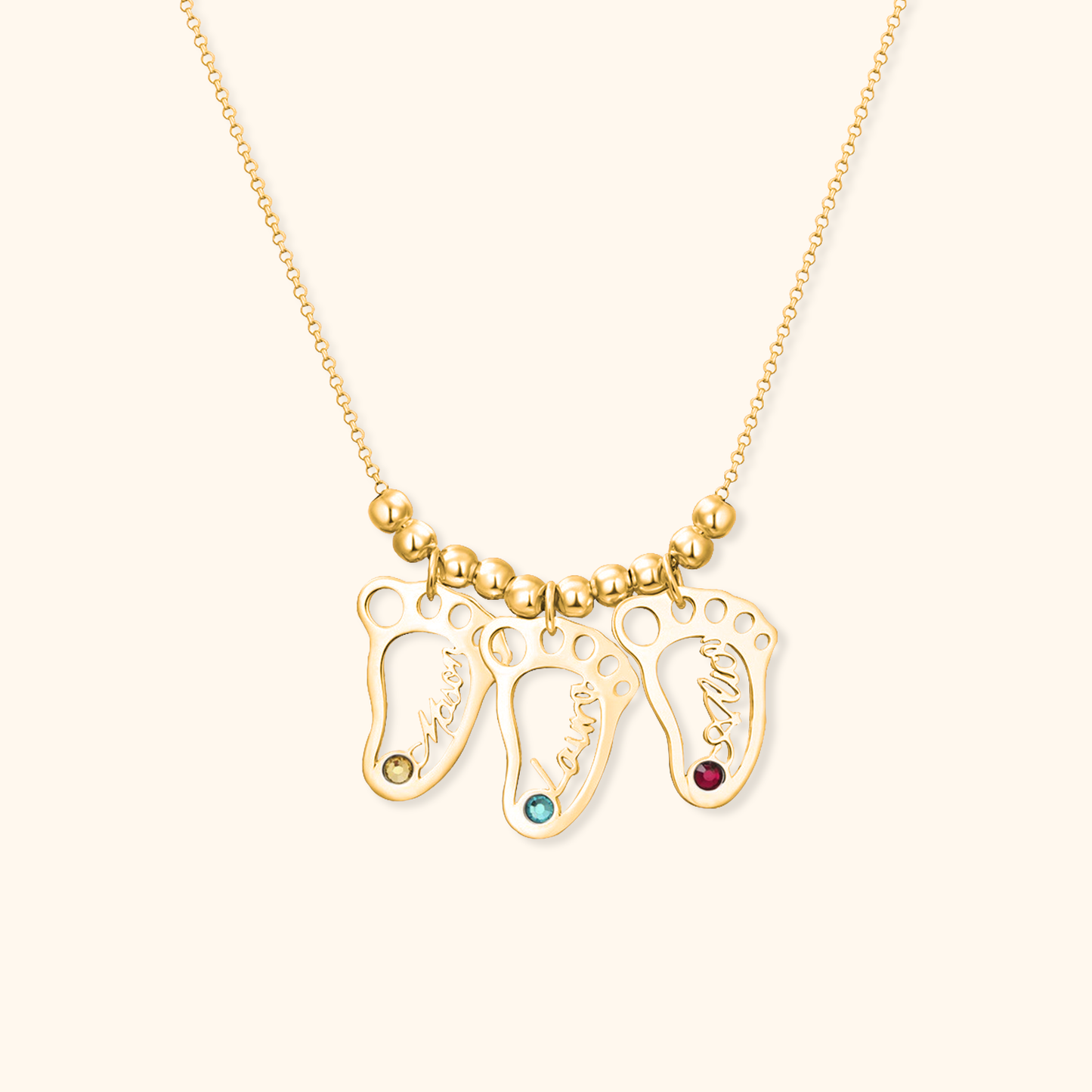 Baby Footprint Birthstone Necklace