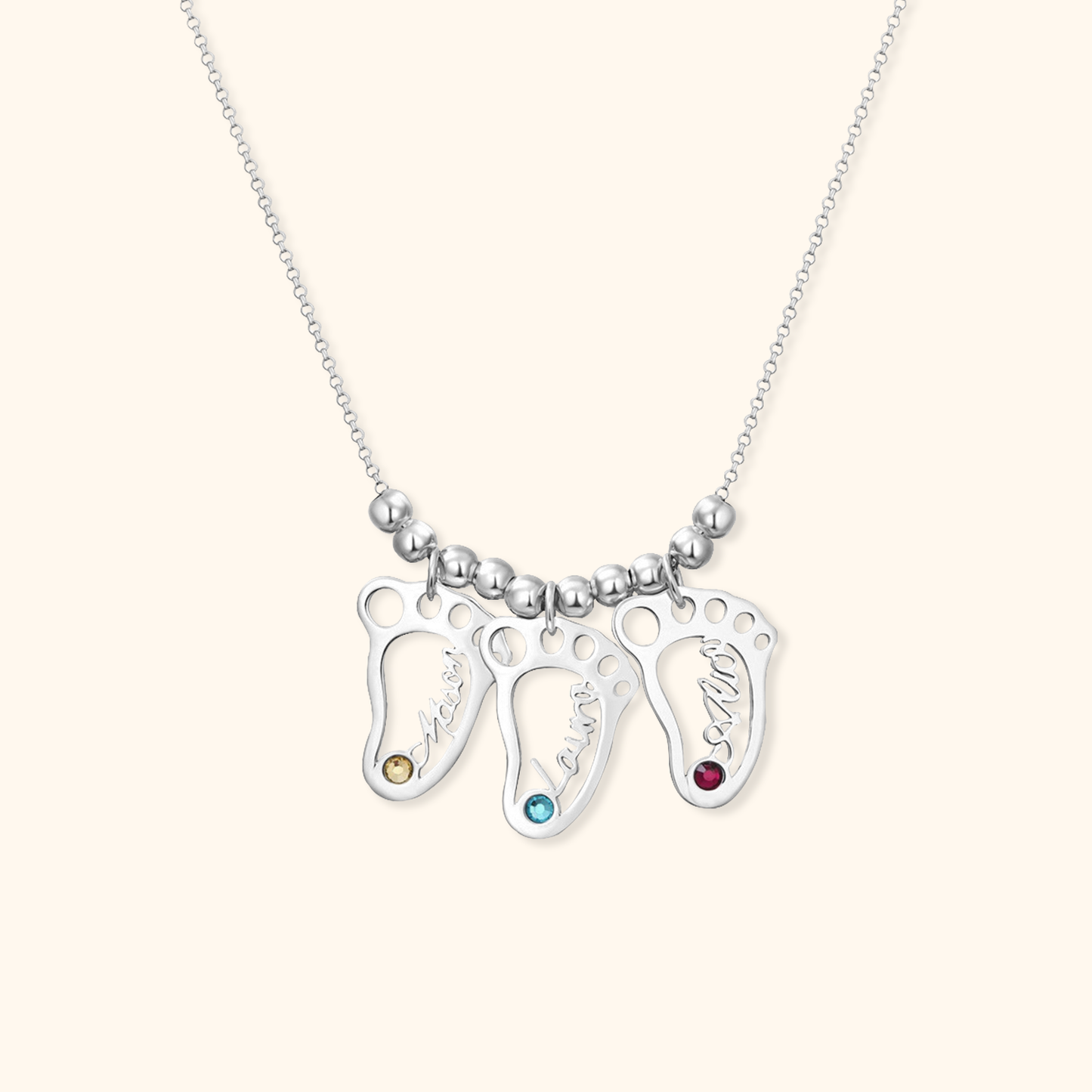 Baby Footprint Birthstone Necklace