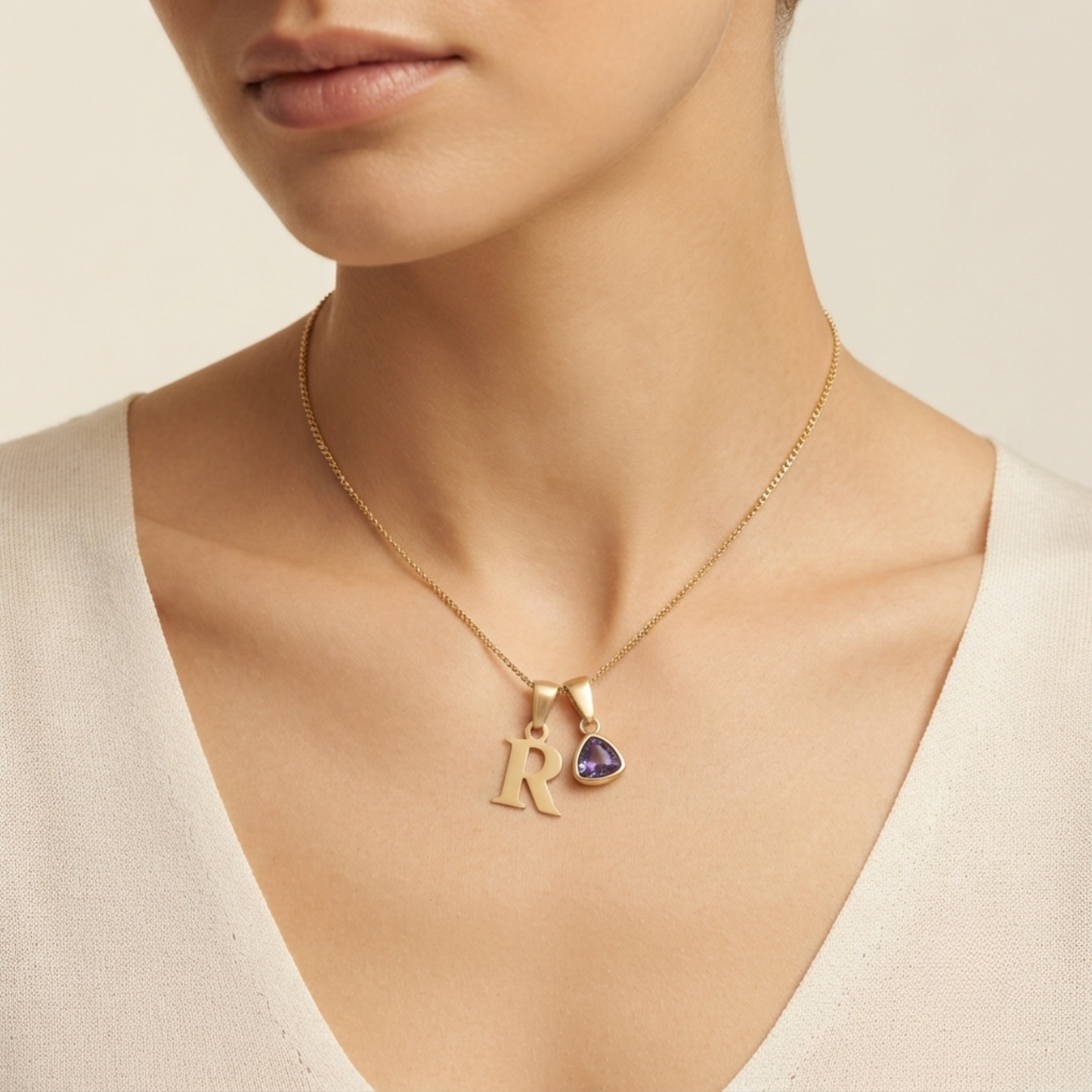 Initiaal Geboortesteen Bedel Ketting
