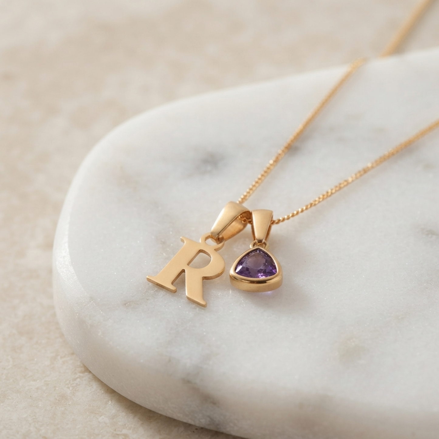 Initiaal Geboortesteen Bedel Ketting