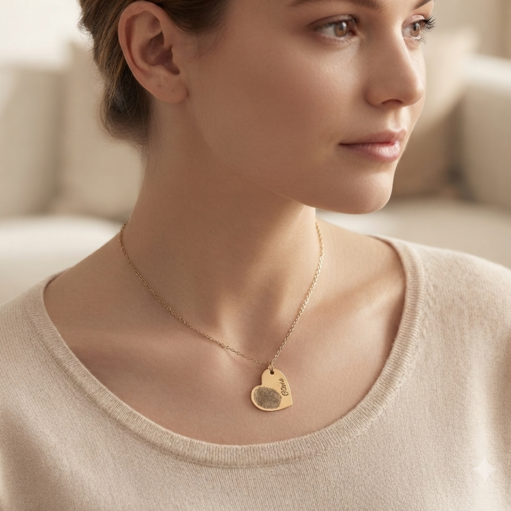 Gepersonaliseerde Hart Vingerafdruk Ketting