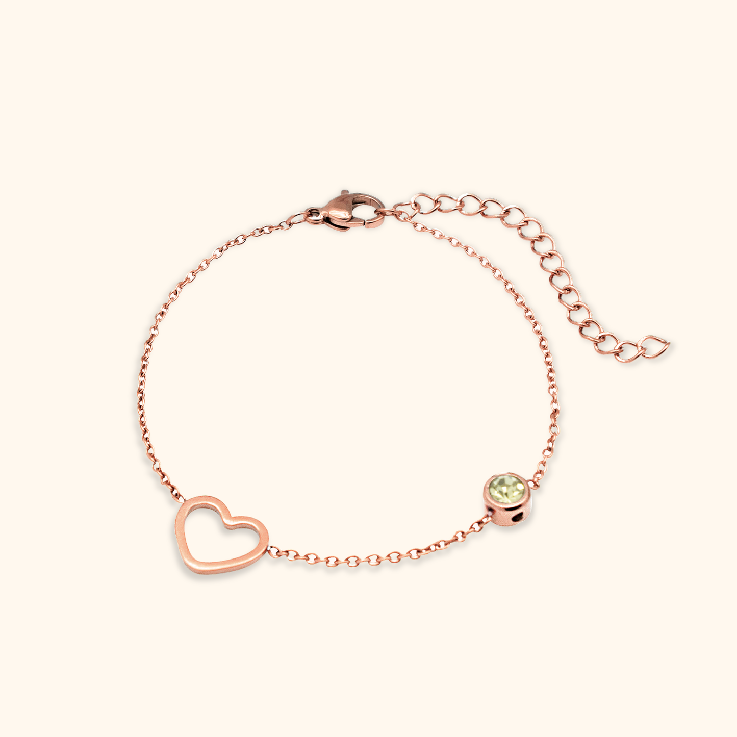 Elegant Heart Birthstone Bracelet