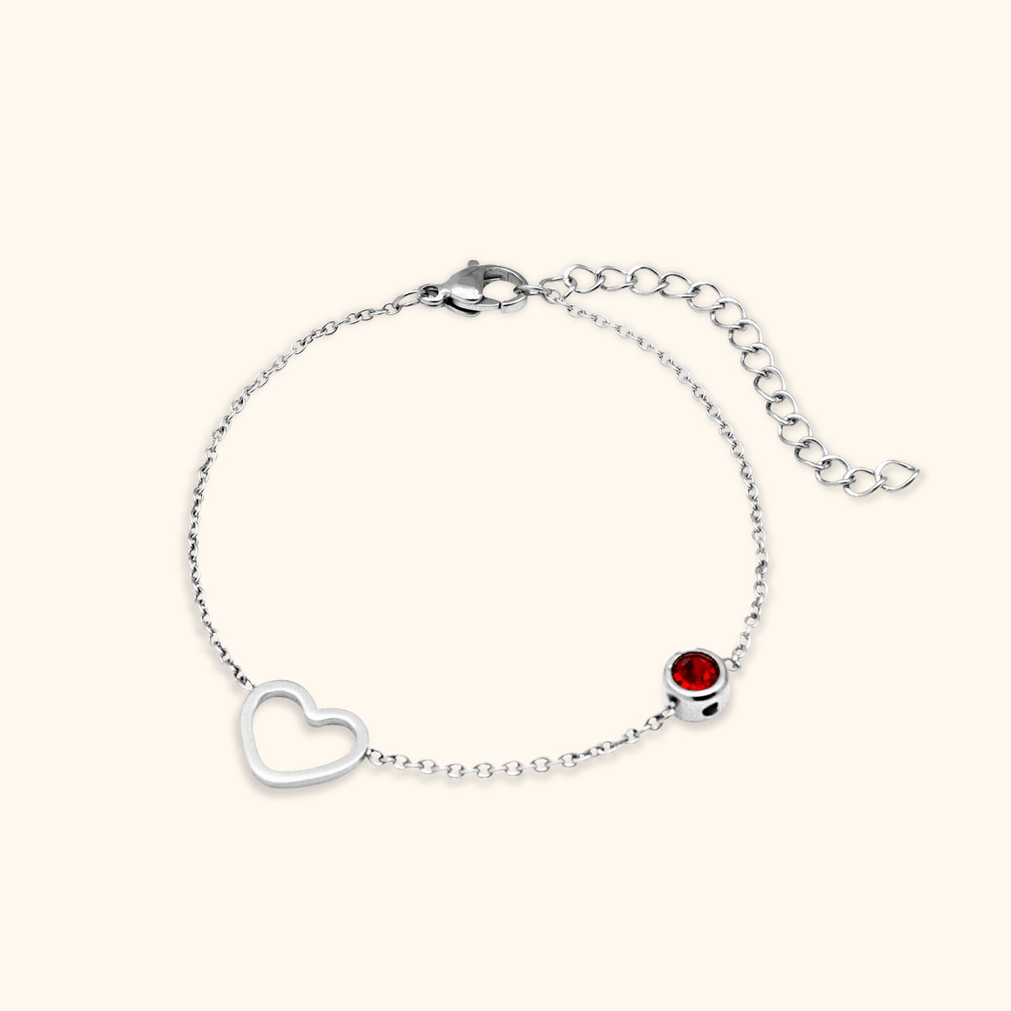 Elegant Heart Birthstone Bracelet