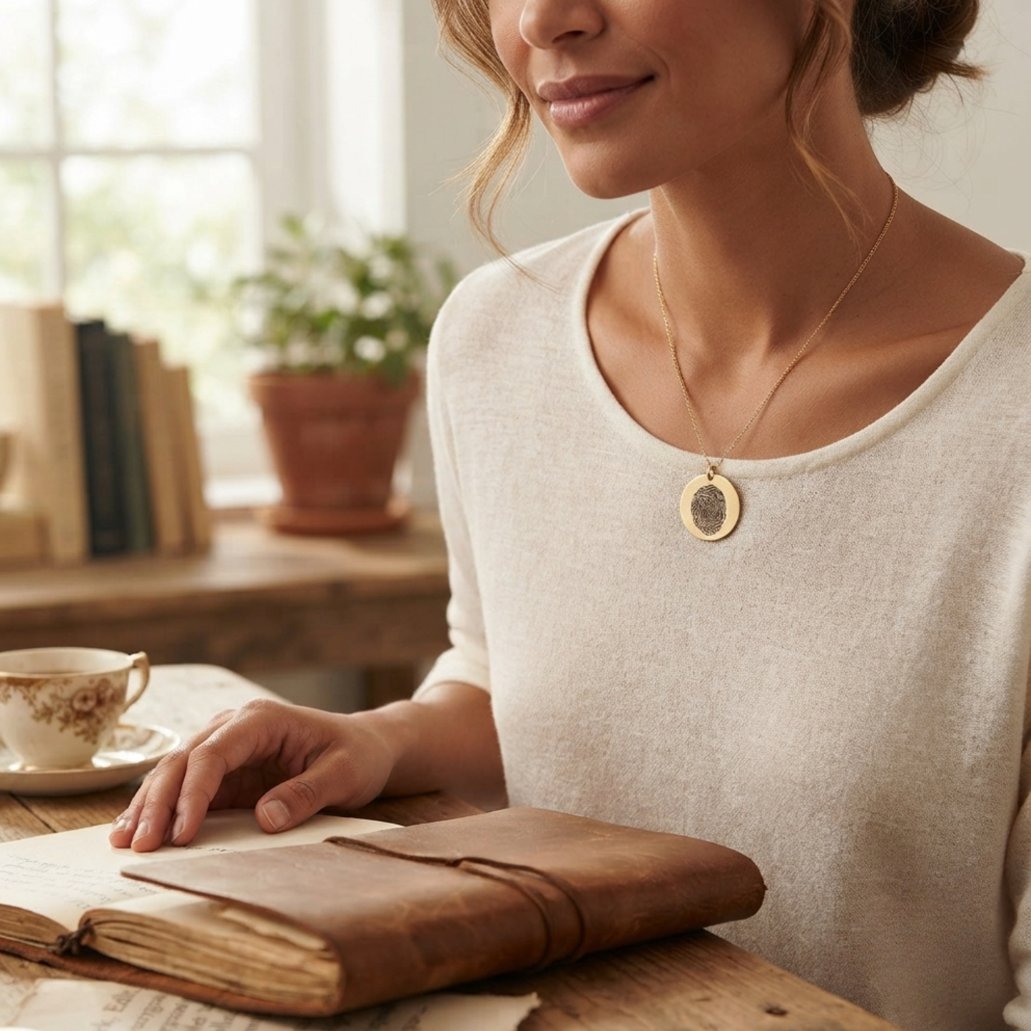 Gepersonaliseerde Gegraveerde Vingerafdruk Ketting