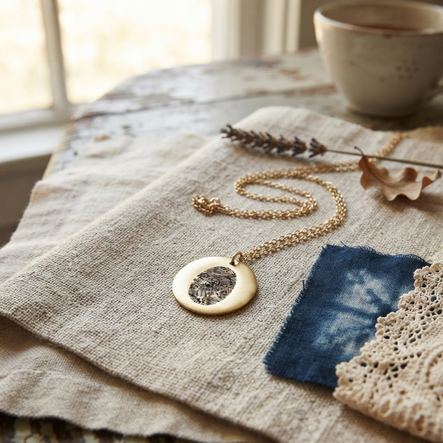 Gepersonaliseerde Gegraveerde Vingerafdruk Ketting
