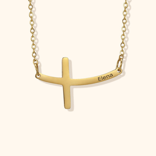 Persoonlijke Gebogen Kruis Ketting
