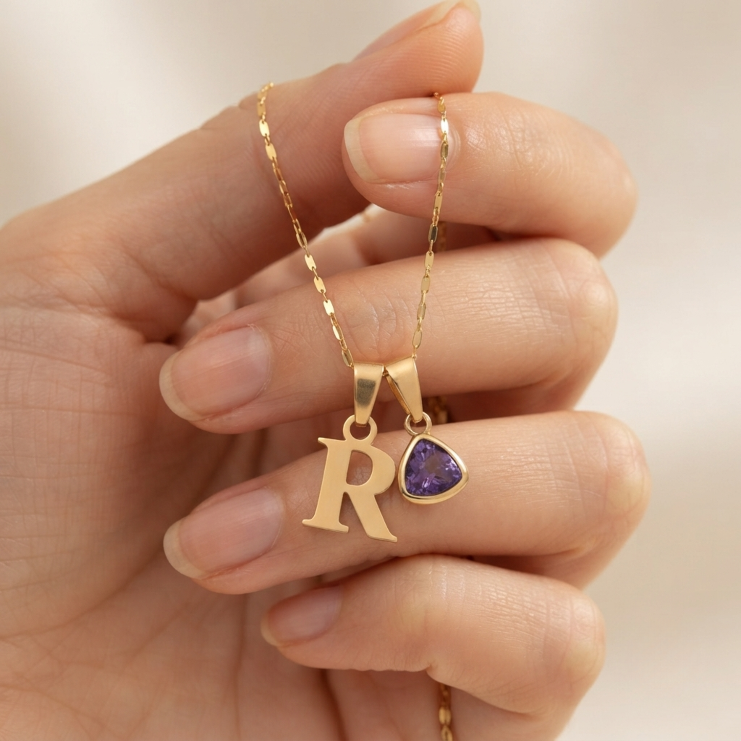 Initiaal Geboortesteen Bedel Ketting