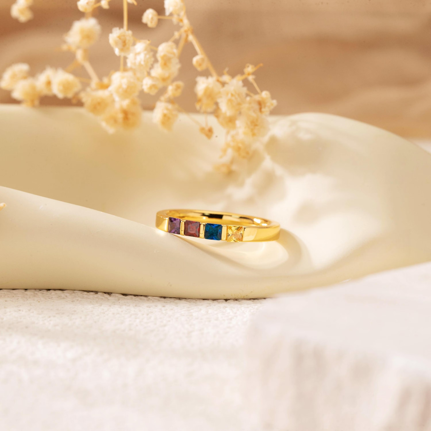 Gepersonaliseerde Geboortesteen Band Ring
