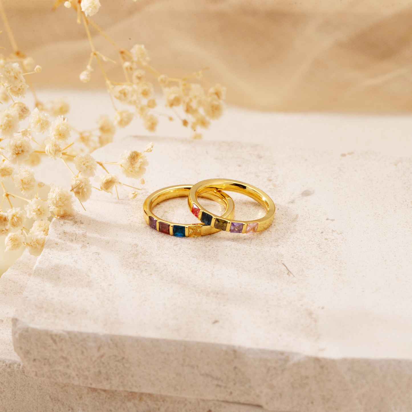 Gepersonaliseerde Geboortesteen Band Ring