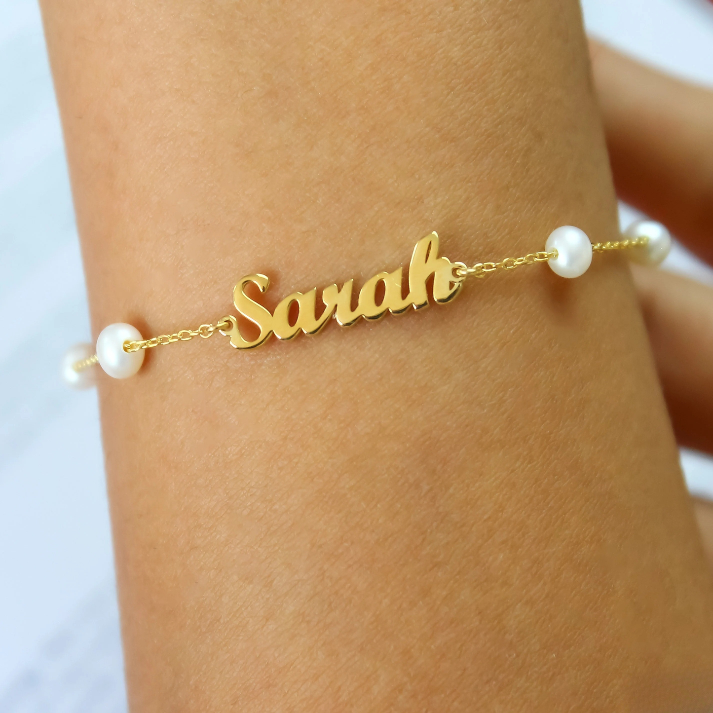 Gepersonaliseerde Fijne Parel Naam Armband