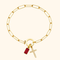 Geboortesteen Kruis Bedel Schakel Armband