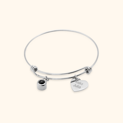 Fotoprojectie armband met naam-bedel
