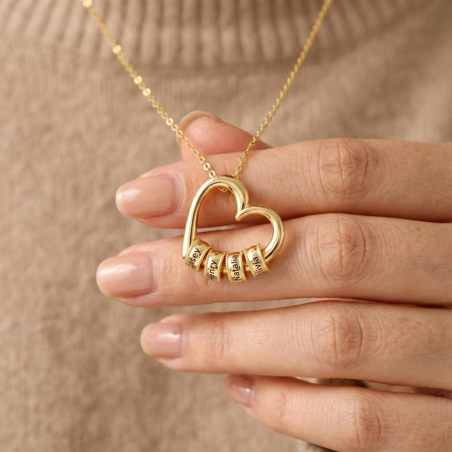 Gepersonaliseerde Hart Gegraveerde Kralen Ketting