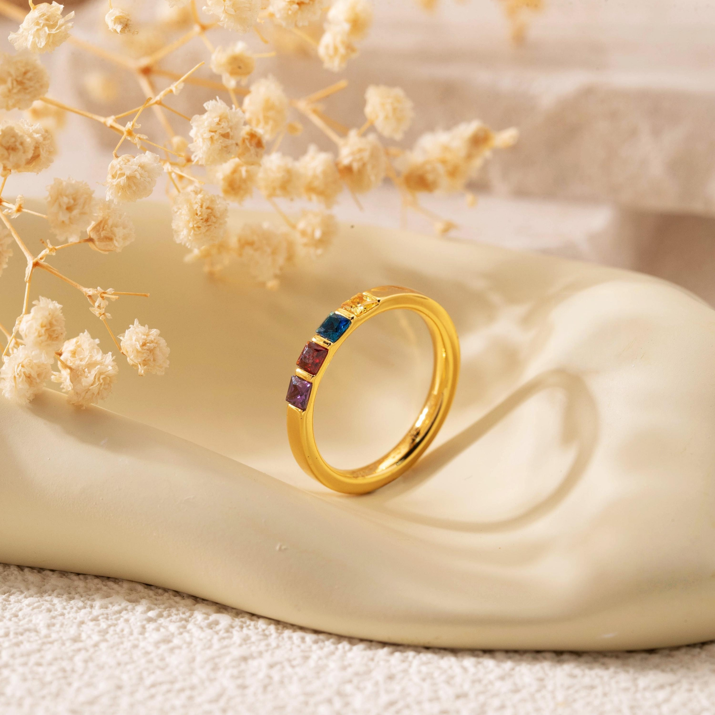Gepersonaliseerde Geboortesteen Band Ring
