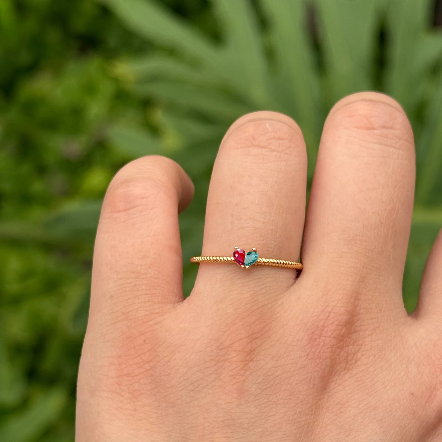 Gepersonaliseerde Hart Geboortesteen Ring