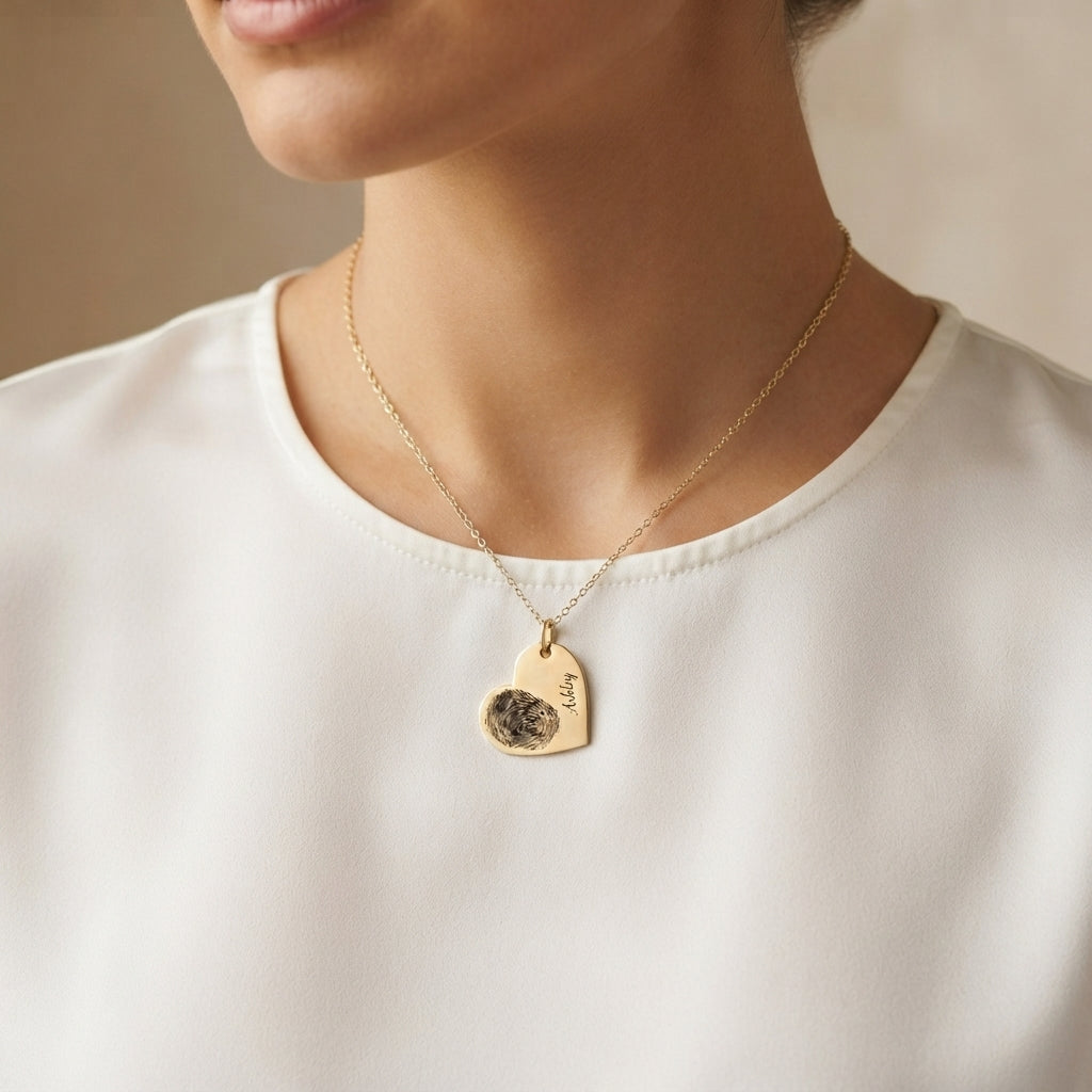 Gepersonaliseerde Hart Vingerafdruk Ketting