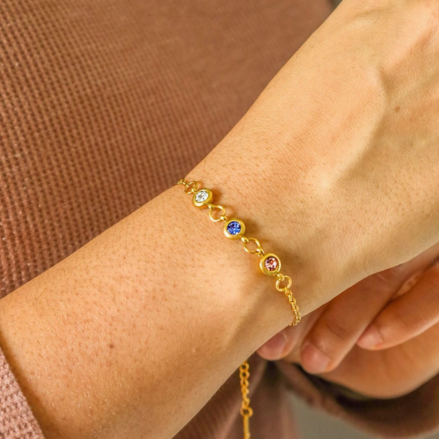 Gepersonaliseerde Multi Geboortesteen Armband