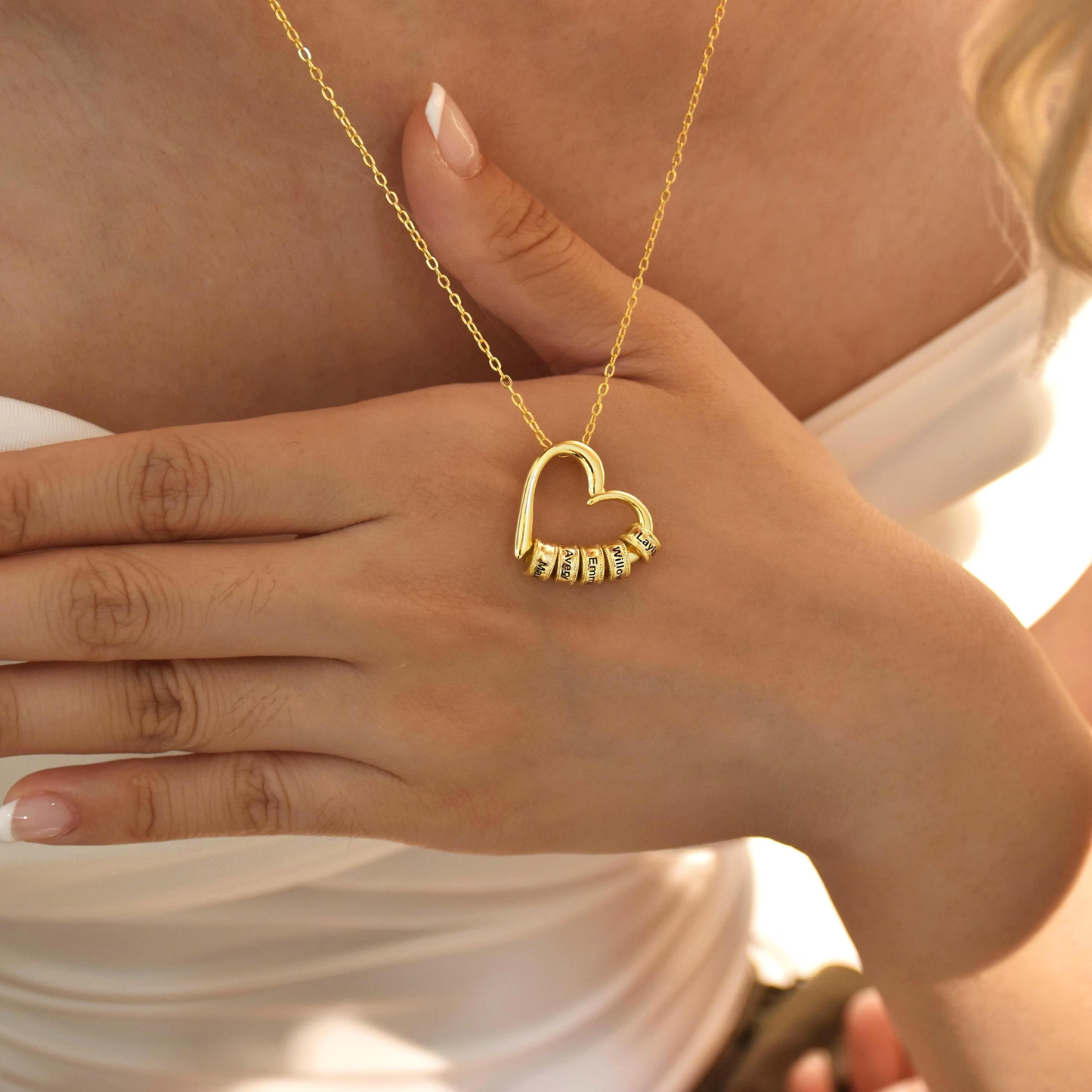 Gepersonaliseerde Hart Gegraveerde Kralen Ketting