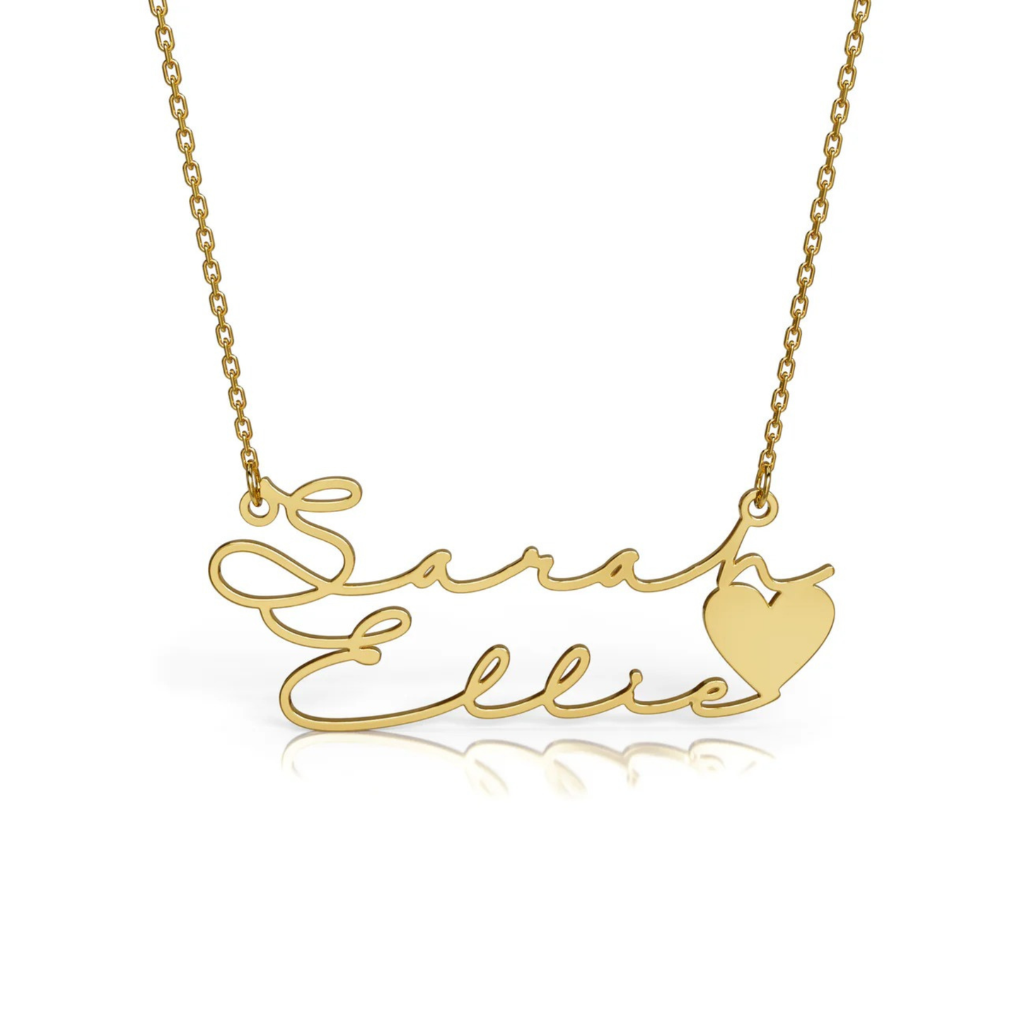 Gepersonaliseerde Twee Namen Hart Ketting