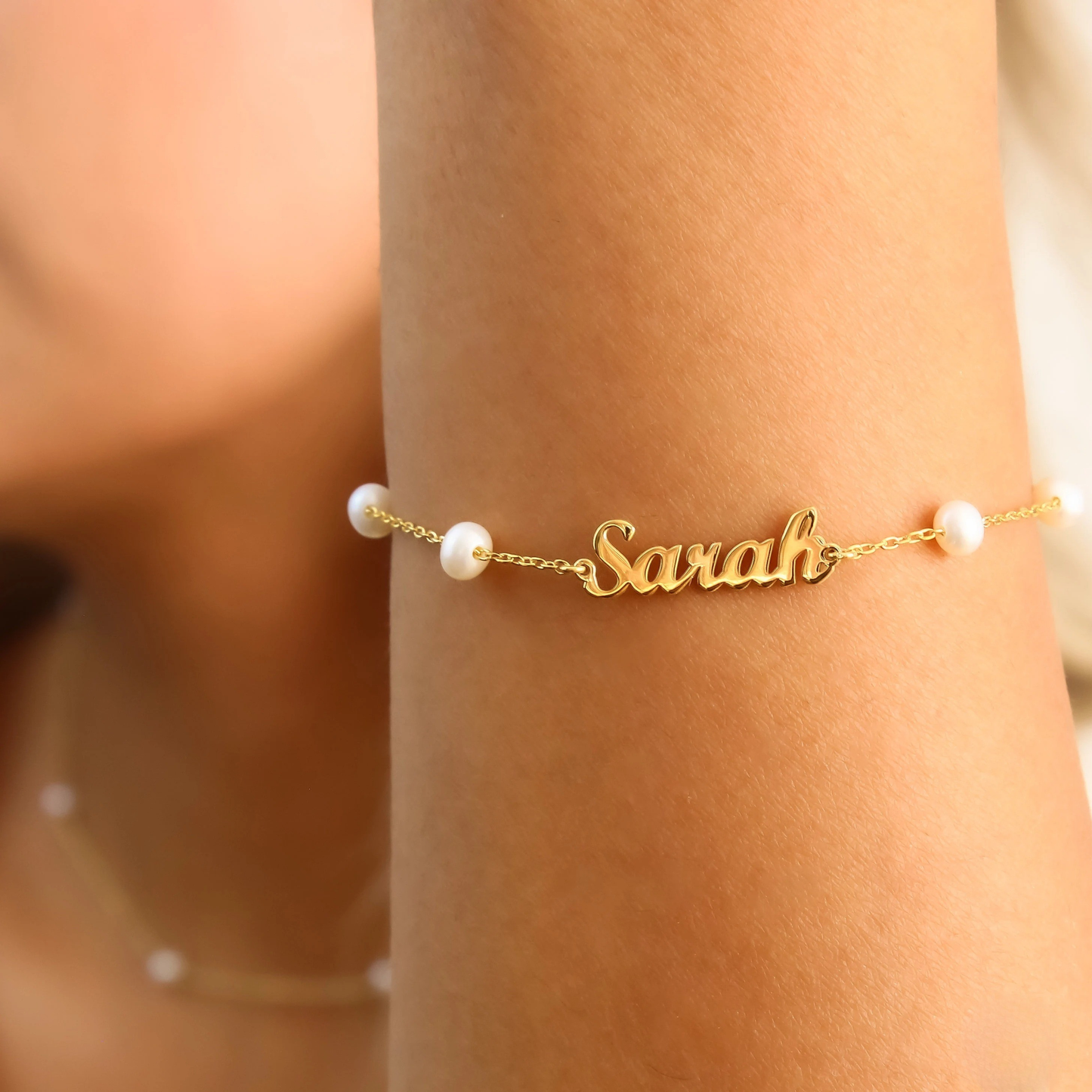 Gepersonaliseerde Fijne Parel Naam Armband