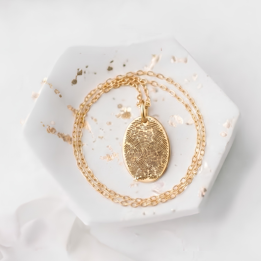 Gepersonaliseerde Gegraveerde Vingerafdruk Ketting