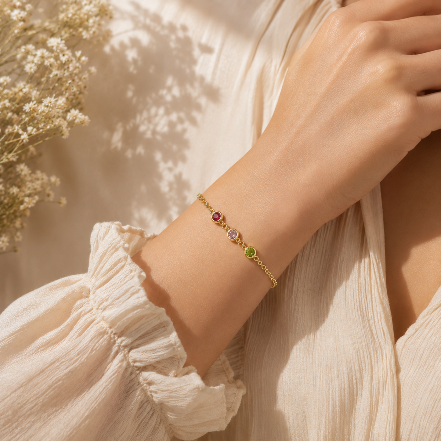 Gepersonaliseerde Multi Geboortesteen Armband