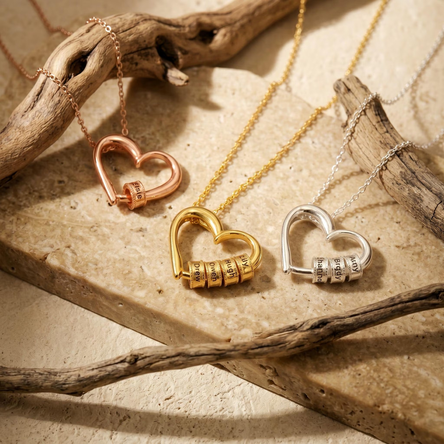 Gepersonaliseerde Hart Gegraveerde Kralen Ketting