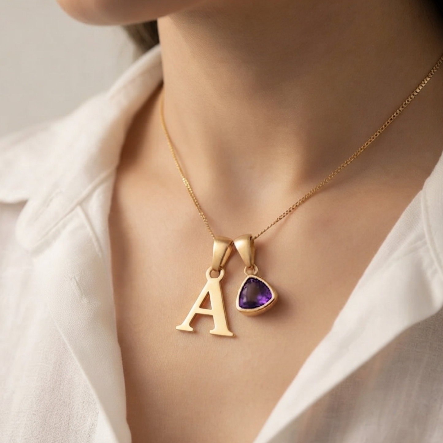 Initiaal Geboortesteen Bedel Ketting