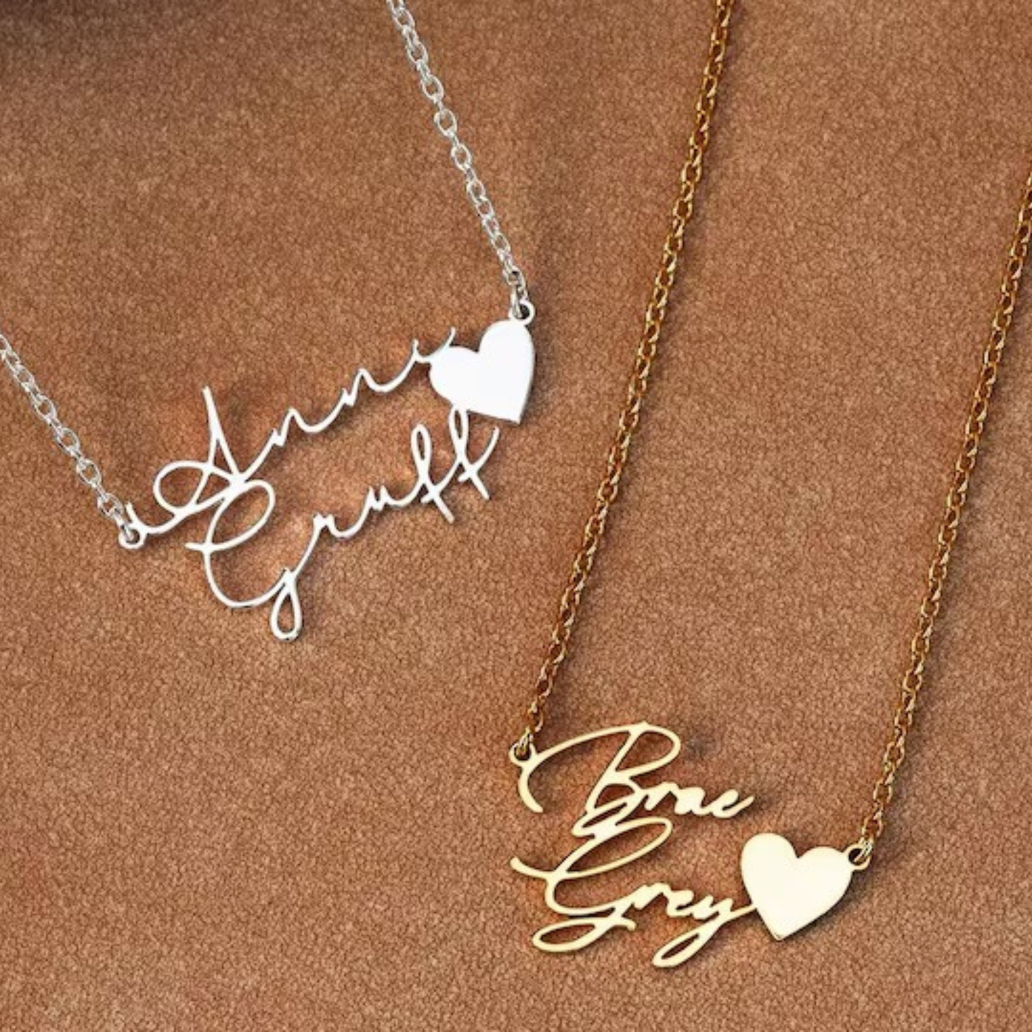 Gepersonaliseerde Twee Namen Hart Ketting