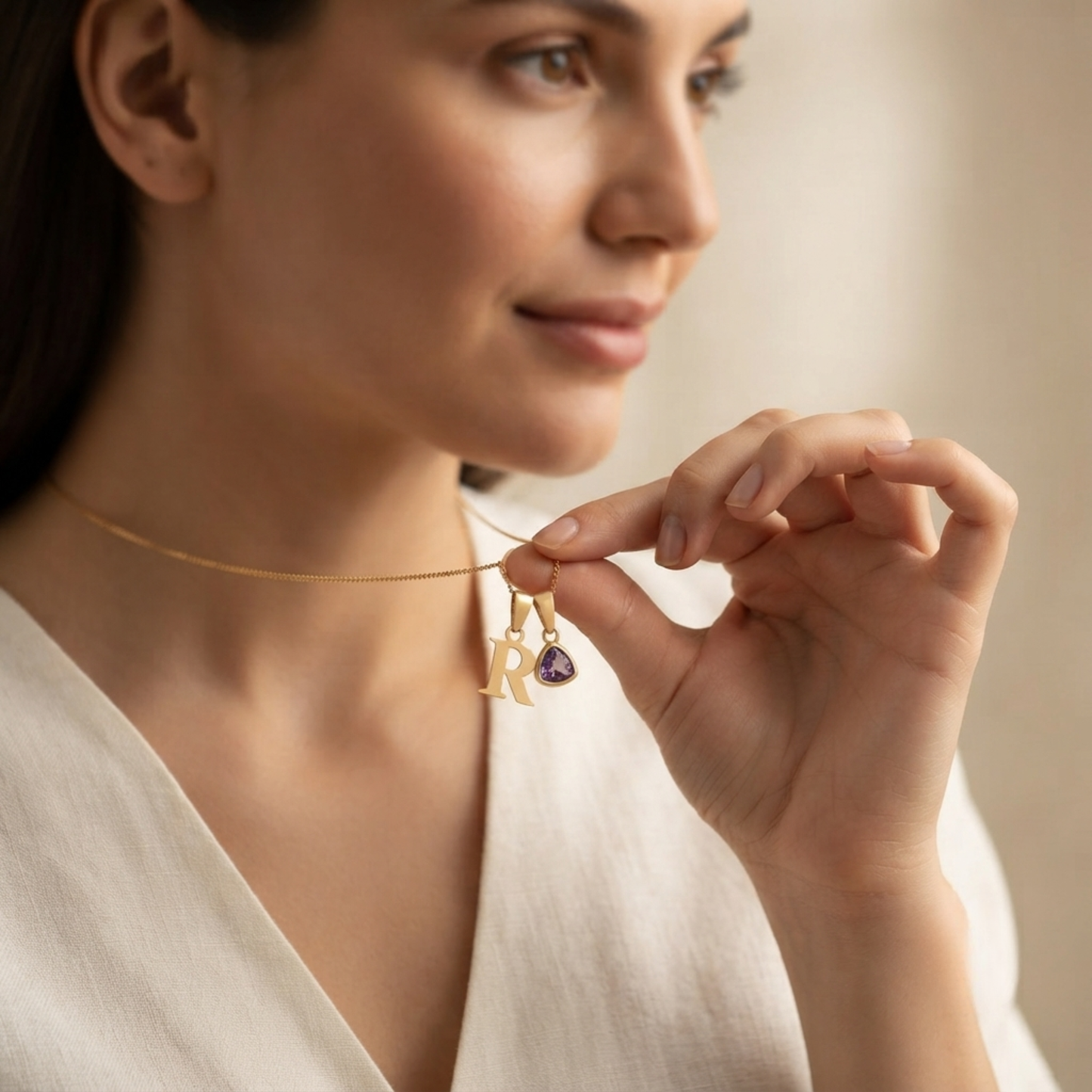 Initiaal Geboortesteen Bedel Ketting
